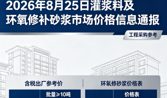 宝清2026年8月25日灌浆料及环氧修补砂浆市场价格信息通报